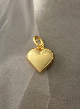 不拘925纯银ins金色爱心桃心心形女生甜美吊坠时尚百搭珍珠链