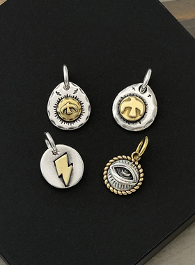 不拘925纯银印地安银饼小飞鹰闪电全知之眼小吊坠男女适戴银饰