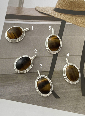 925纯银虎眼石吊坠女复古做旧