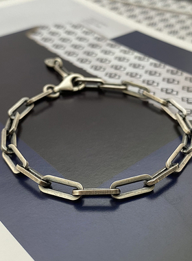 不拘S925纯银简约长回形环扣手链日韩小众冷淡风中性银饰