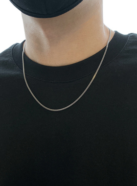 不拘S925纯银细古巴链男生短项链美式素链夏天锁骨链颈链