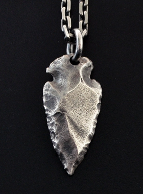 不拘 进击的箭头925纯银复古手工石矛男士吊坠印第安挂坠泰银银饰