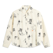 李宁CROSS城市穿行休闲衬衫 女潮流满印长袖 上衣ASHV182