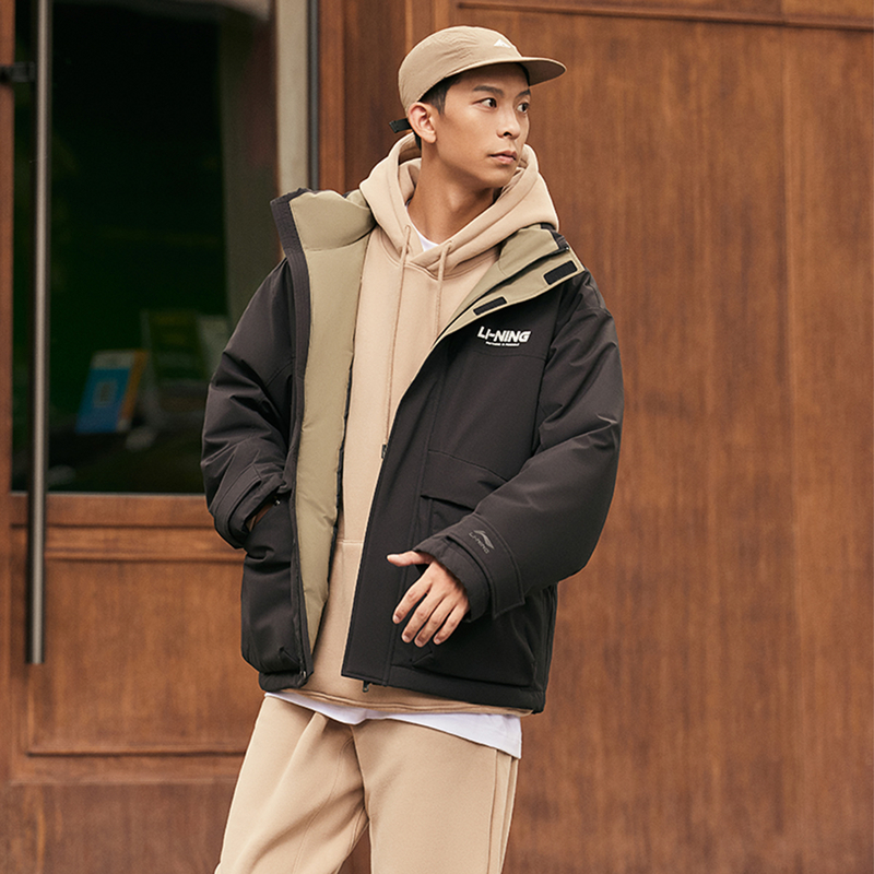 李宁羽绒服冬中性运动生活系列时尚保暖宽松休闲短羽绒服AYMU503-