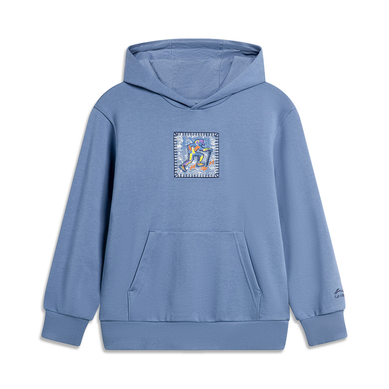 李宁卫衣男童春季运动时尚系列舒适宽松套头连帽卫衣YWDU087-B品