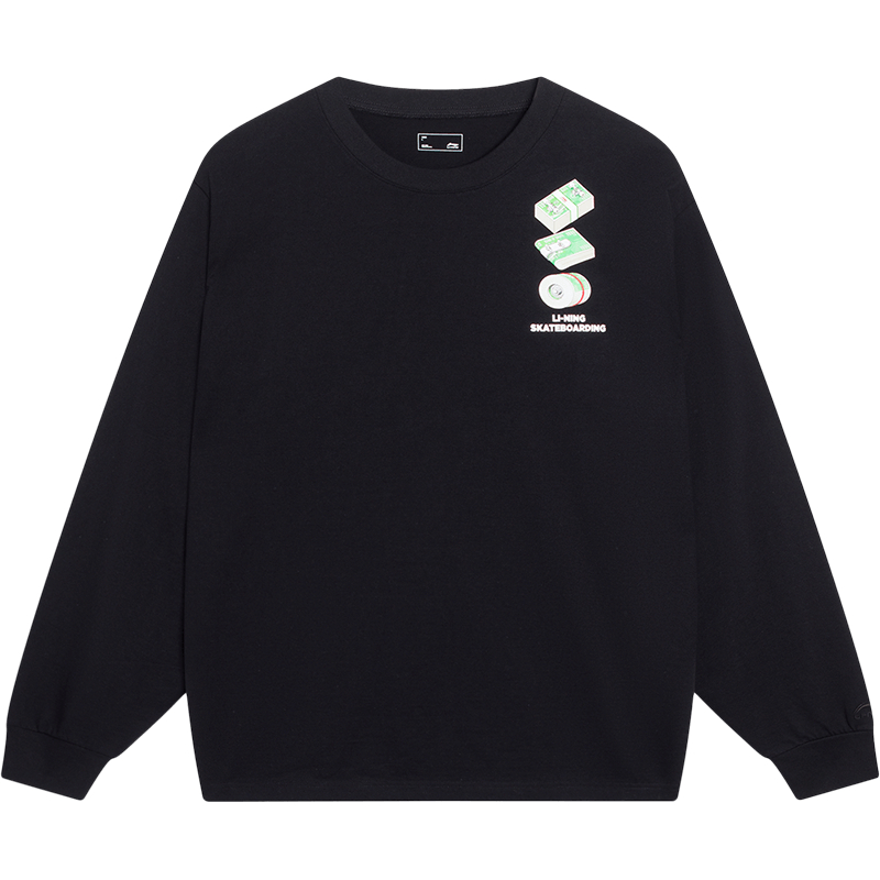 李宁长袖T恤男款夏运动时尚系列透气运动长袖文化衫AHST103-B品