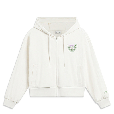 李宁外套女秋时尚休闲百搭潮流宽松透气连帽运动卫衣AWDT372-B品