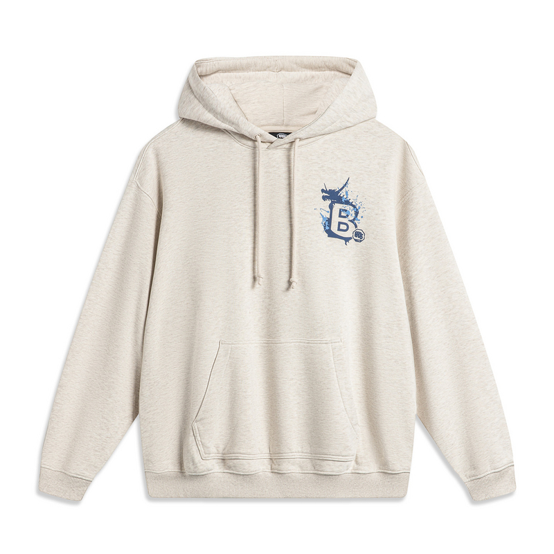 李宁卫衣男春篮球系列时尚透气宽松休闲套头连帽卫衣AWDU381-B品