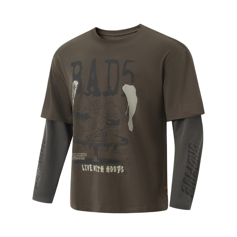 李宁男子2024冬季新款反伍E宽松运动休闲长袖文化衫AHSU983