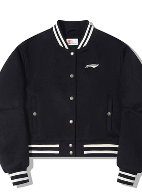 李宁女秋冬季时尚舒适透气无帽夹克休闲运动外套AJDT754-B品