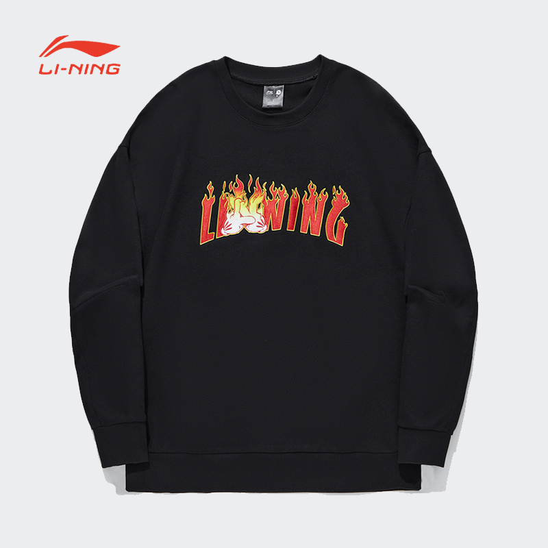 中国李宁系列男女款套头无帽卫衣秋季新款圆领运动服AWDT727-B品