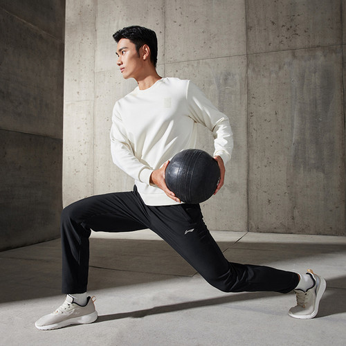 李宁运动裤健身系列男加绒保暖舒适平口运动休闲裤AYKUA29-B品