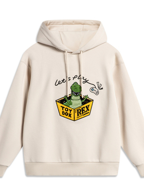 李宁迪士尼玩具总动员系列宽松冬加绒女套头连帽卫衣AWDU494-B品