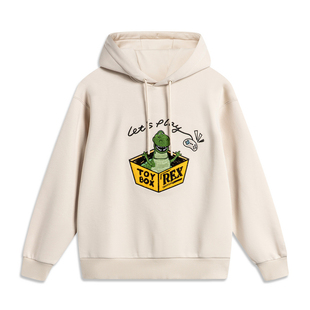 李宁迪士尼玩具总动员系列宽松冬加绒女套头连帽卫衣AWDU494 B品