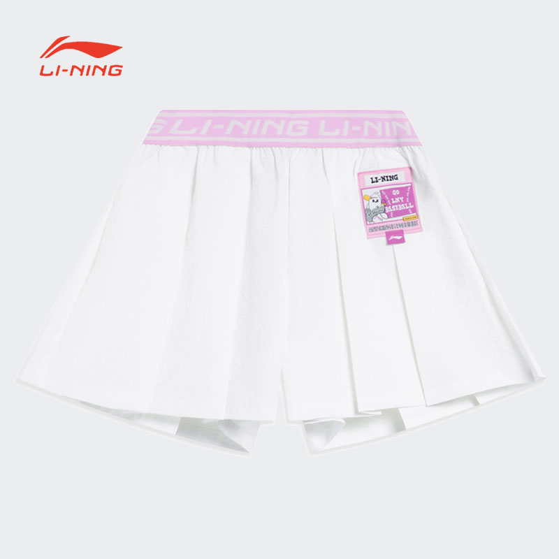 李宁夏季童装运动生活女童宽松型短裙时尚透气半身裙YSKT018-B品