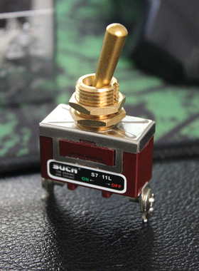 复古开关老式拨杆全黄铜手柄单双控钮子开关12V220V电灯用金色