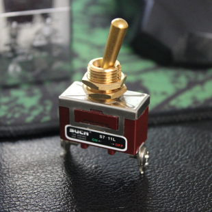 拨杆全黄铜手柄单双控钮子开关12V220V电灯用金色 复古开关老式
