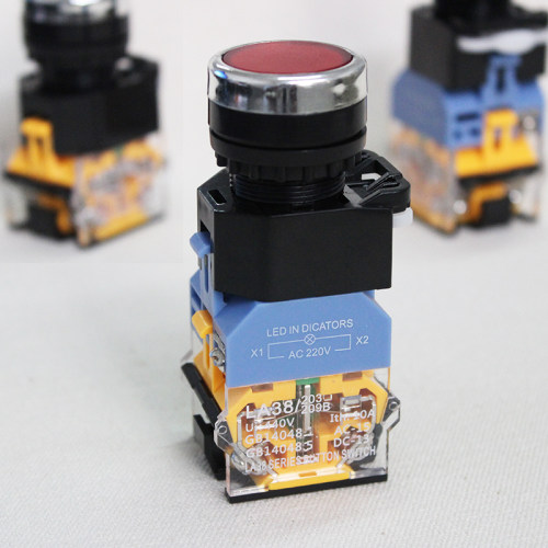 苏上配电柜机床开关按钮带灯带锁复位行车按键LA38-11D 22mm220v
