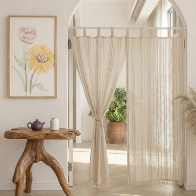 厨房窗帘对开入户卫生间棉麻亚麻门帘隔断帘半帘日式分片遮挡玄关