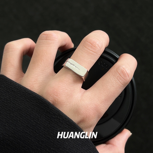 锤纹个性冷淡风男款戒指霸气扳指开口可调节单身戒高级感潮指环