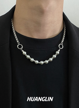 朋克小众珍珠钛钢中性锁骨链