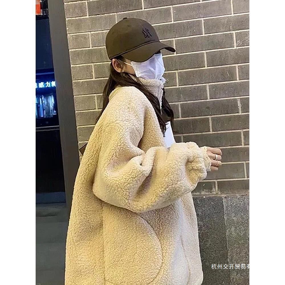 胖妹妹大码羊羔绒外套女