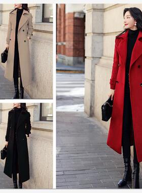 2022秋冬新品eBay爆单加厚毛呢女外套加长款亚马逊品质龙凤尼大衣