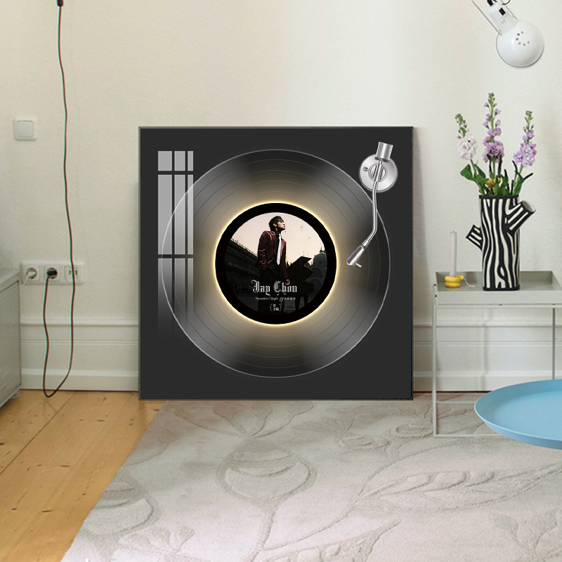 周杰伦音乐专辑发光装饰画创意礼物蓝牙音响黑胶唱片氛围感摆件画
