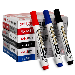 得力6811白板笔 可擦水性白板书写笔 展示板笔 大容量 黑红蓝