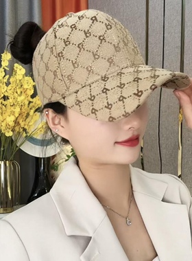 可扎高马尾棒球帽子女2026新款R字母夏季空顶鸭舌帽防晒遮阳帽潮