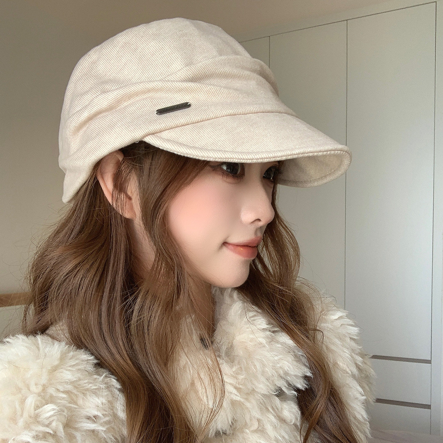 新款日系褶皱大檐鸭舌帽子女春秋