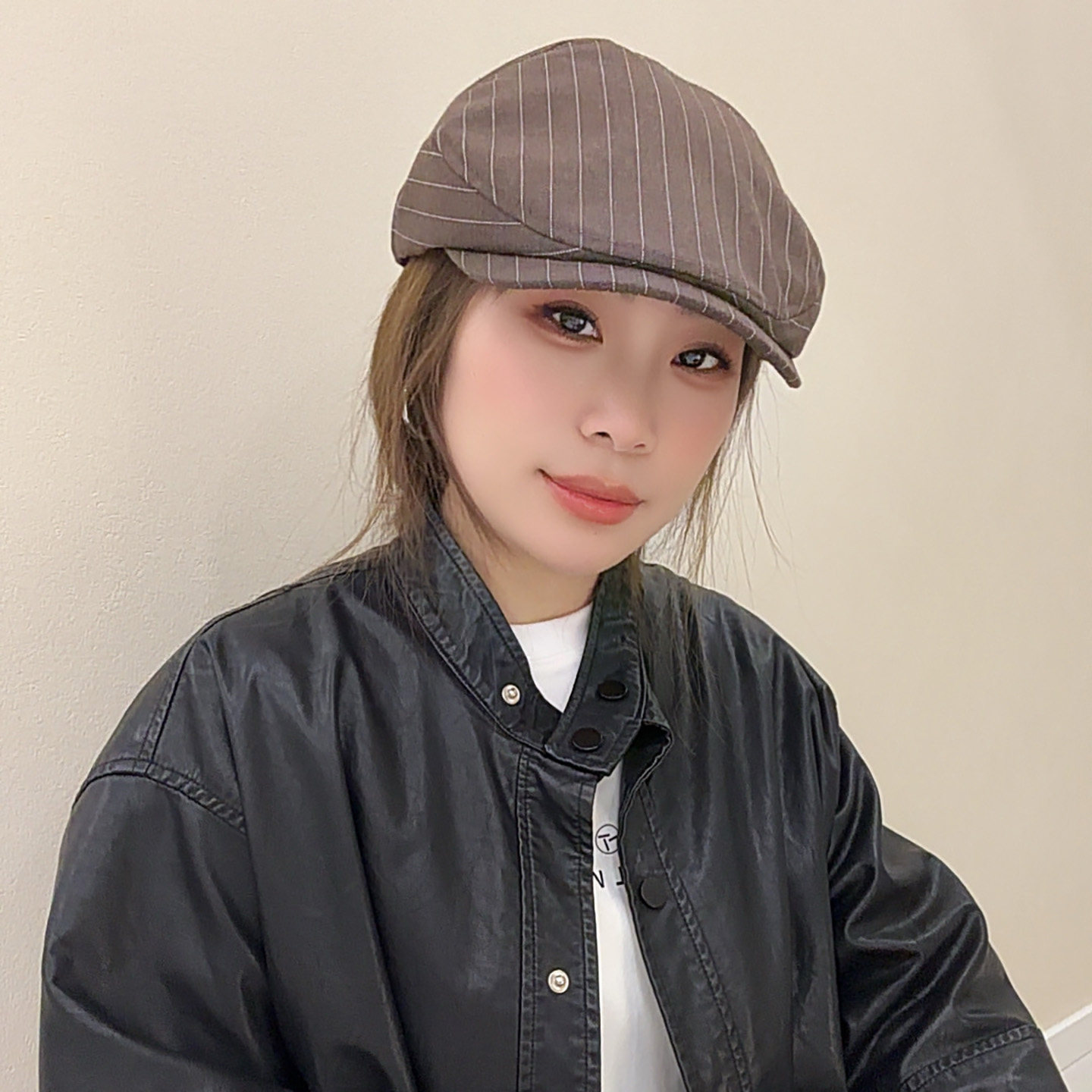 2026新款日系复古条纹前进帽子女