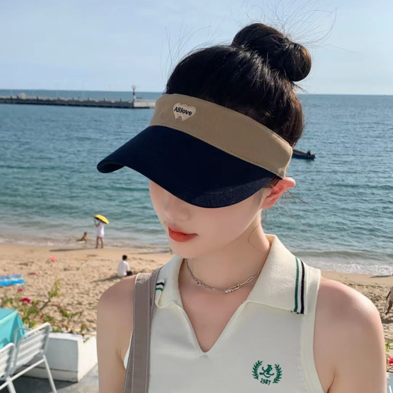 户外拼色字母空顶帽子女夏季跑步