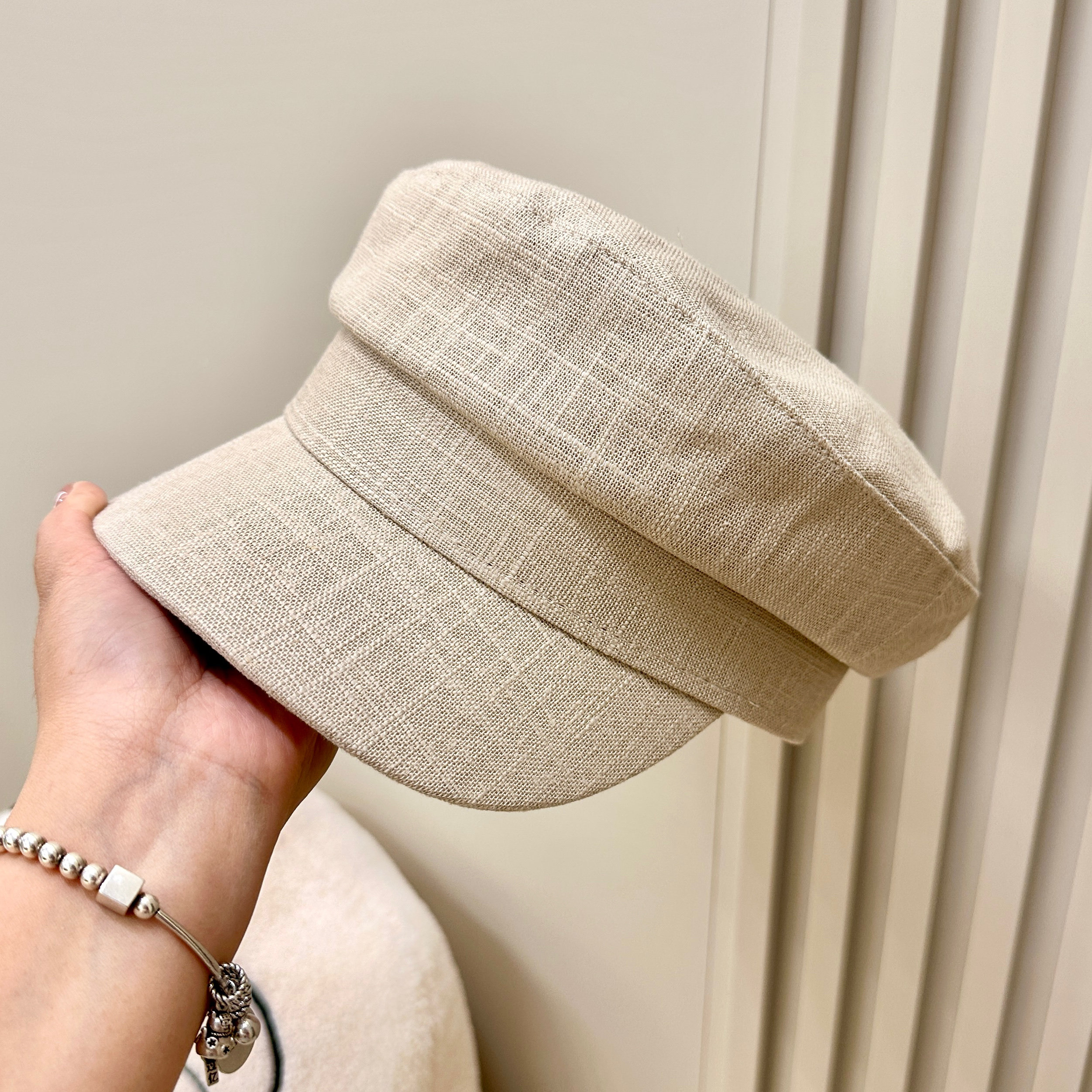 简约棉麻休闲百搭春夏新款平顶帽女英伦风高品质薄款遮阳防晒帽子