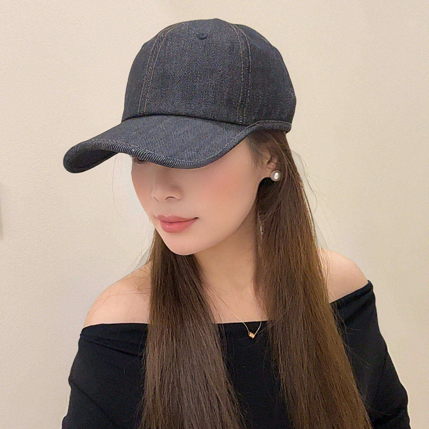 美式深蓝色牛仔棒球帽男女复古春
