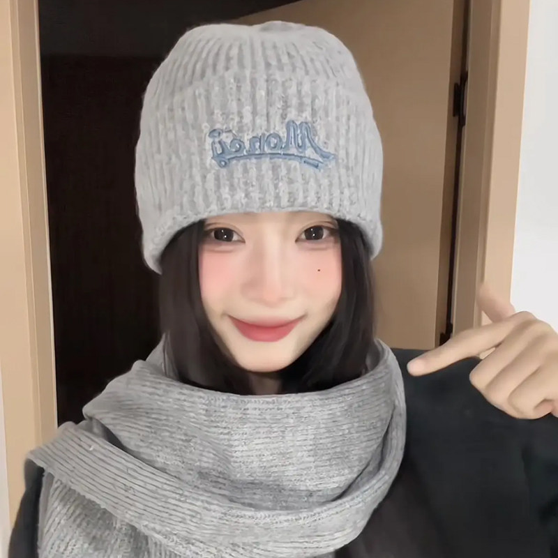 韩版大头围针织帽女冬季宽松护耳