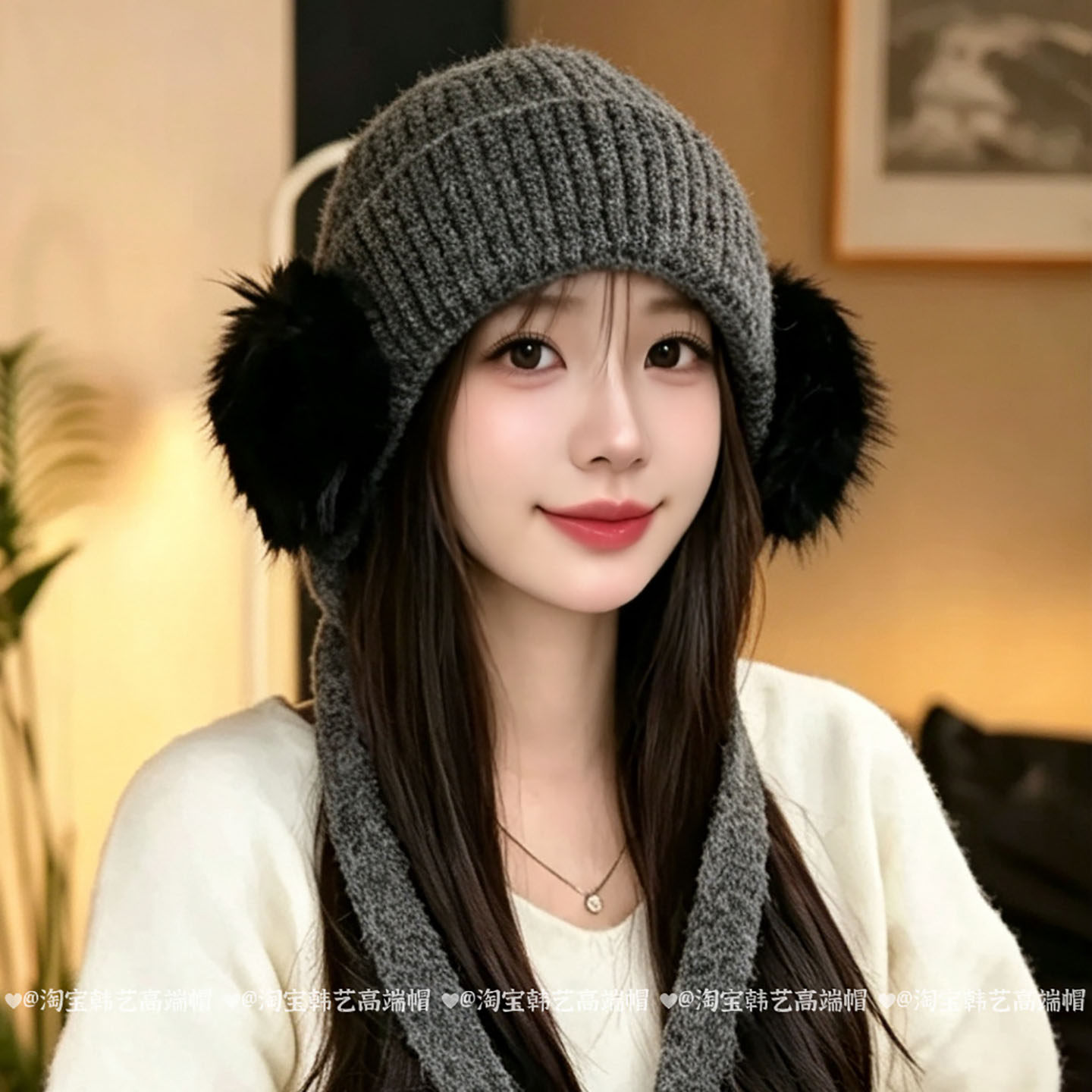 2026秋冬款韩系绑带针织帽子女