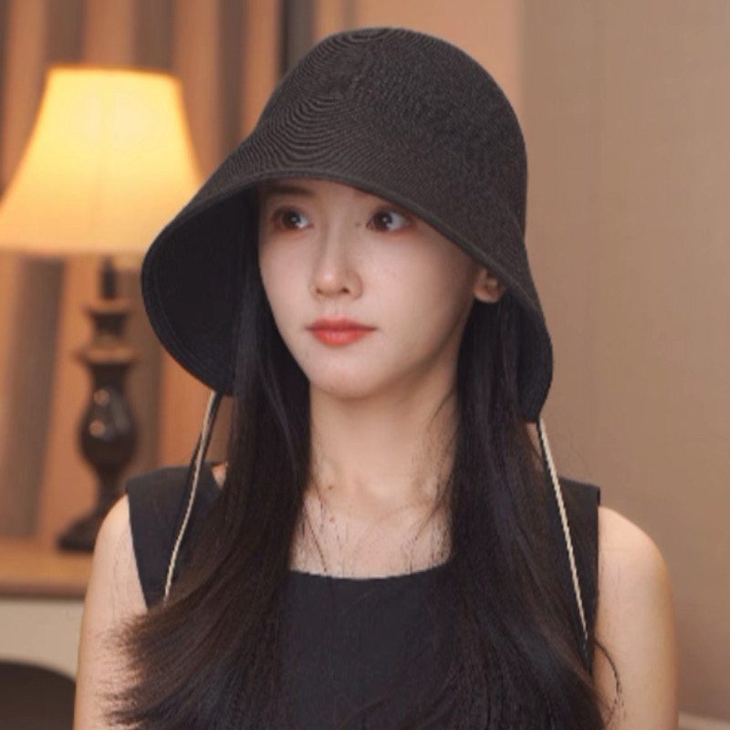 明星同款帽子流苏草帽女2025新款遮阳防晒帽显脸小大脸出游水桶帽