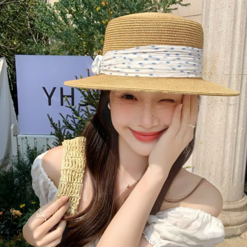 草帽2025新款波点学生草帽女夏季