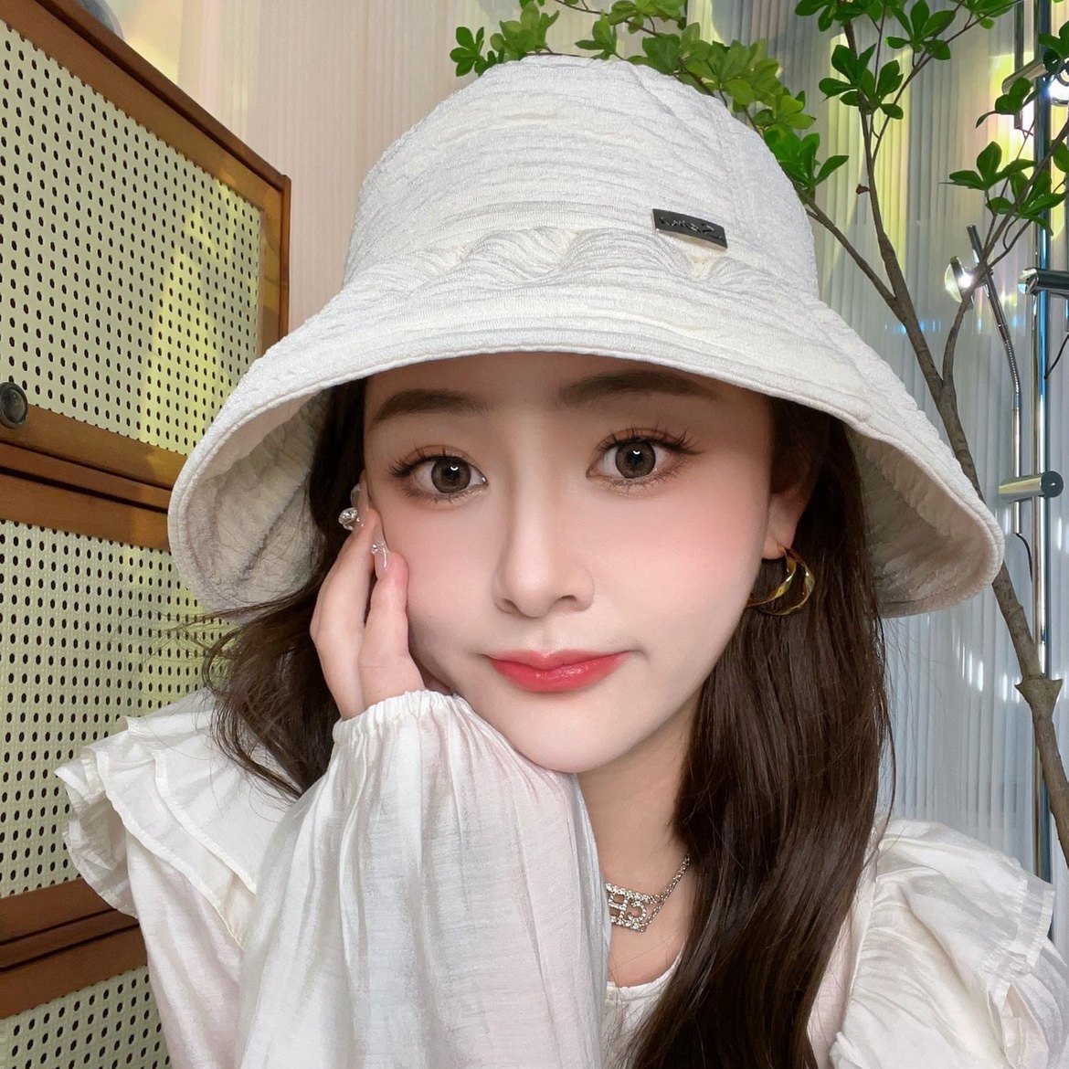 设计感小众褶皱渔夫帽素颜圆脸遮脸显脸小女春夏新款百搭网红盆帽