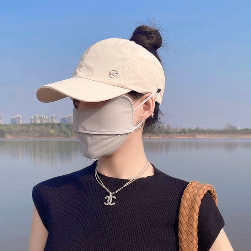 户外空顶棒球帽夏季可扎马尾遮阳防晒鸭舌帽百搭可挂口罩帽子女潮