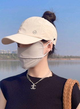 户外空顶棒球帽夏季可扎马尾遮阳防晒鸭舌帽百搭可挂口罩帽子女潮