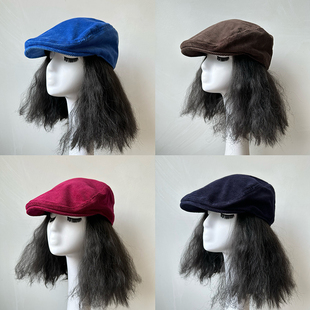 原创秋冬新款高级感灯芯绒狩猎帽贼仔帽个性休闲复古休闲时尚英伦