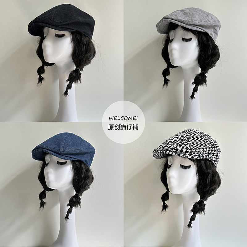 春夏薄鸭舌帽男千鸟格