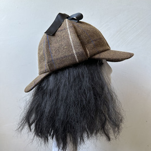 原创棕色福尔摩斯双舌帽秋冬保暖护耳猎鹿帽复古休闲夏洛克帽子