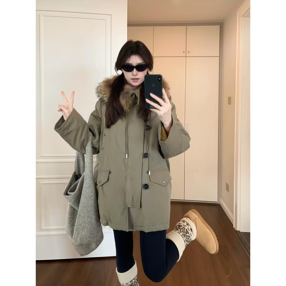 2025冬季新款超好看韩系派克服女宽松加厚羊羔毛棉服高级感棉外套
