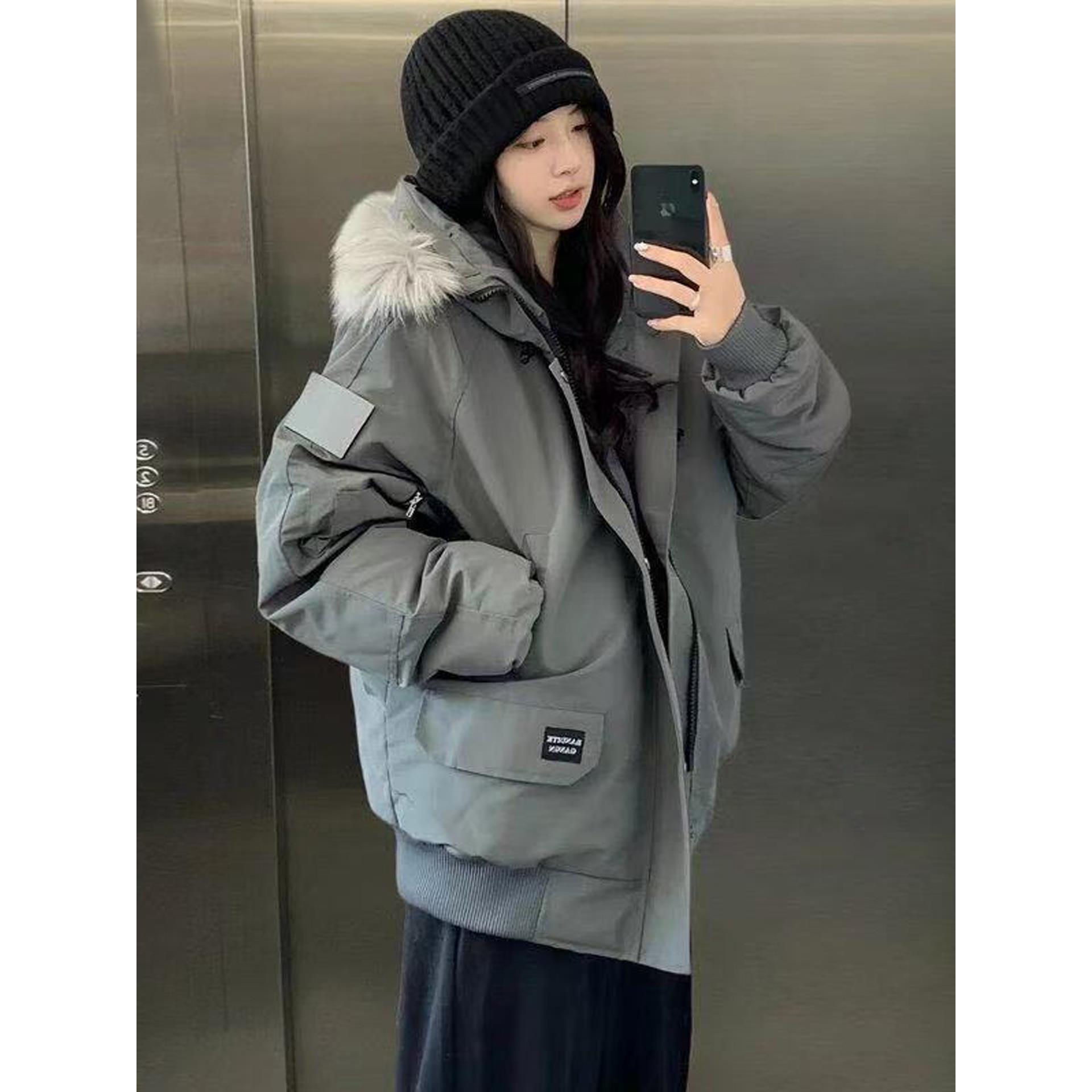 美式复古羽绒棉服女2025年冬季新款加厚派克服韩系小个子棉衣棉袄