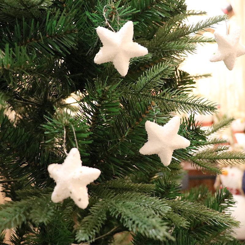 圣诞节装饰品 泡沫雪星星场景挂件圣诞树用品吊挂饰雪花五角星6个