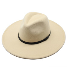 米色大檐爵士礼帽男女桃心顶毡帽休闲时尚舞台表演帽 Fedora Hat