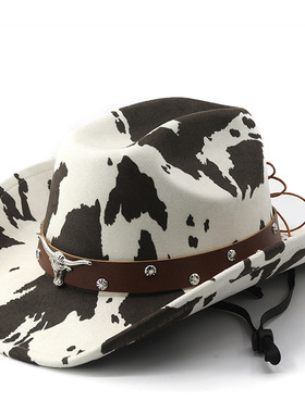 仿麂皮绒西部牛仔帽翘边男女士户外旅游帽子民族风礼帽Cowboy Hat